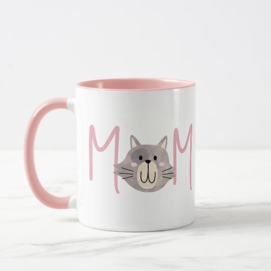 Cute Grey Cat's Mother Blush Pink Mothers Day  マグカップ (左)