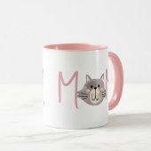 Cute Grey Cat's Mother Blush Pink Mothers Day  マグカップ (正面右)