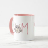 Cute Grey Cat's Mother Blush Pink Mothers Day  マグカップ (正面左)