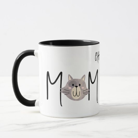 Cute Grey Cat's Mother Named Black Mothers Day マグカップ (左)