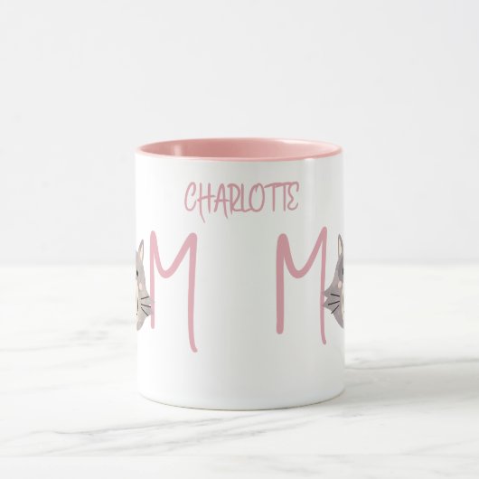 Cute Grey Cat's Mother Named Blush Mothers Day  マグカップ (中央)