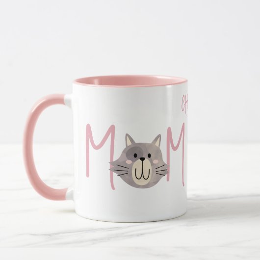 Cute Grey Cat's Mother Named Blush Mothers Day  マグカップ (左)