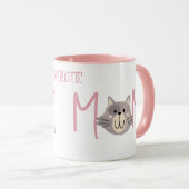 Cute Grey Cat's Mother Named Blush Mothers Day  マグカップ (正面右)