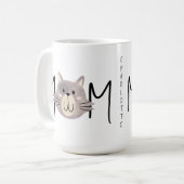 Cute Grey Cat's Mother Personalized Mothers Day  コーヒーマグカップ (正面左)
