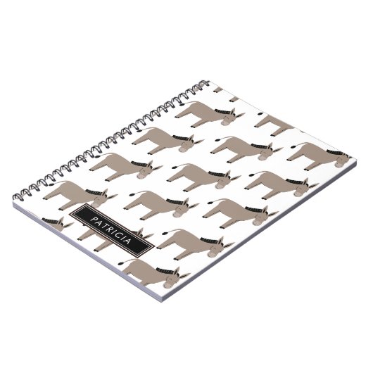 Cute Grey Donkey Pattern Personalized ノートブック (左側)