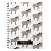 Cute Grey Donkey Pattern Personalized ノートブック (正面)