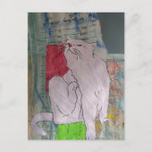 Cute Grey Kitty mixed media collage ポストカード (正面)