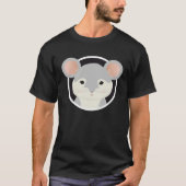 Cute grey mouse looks out of the mouse hole tシャツ (正面)