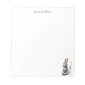 Cute Grey Rabbit Bunny Sketch Personalized ノートパッド (正面)
