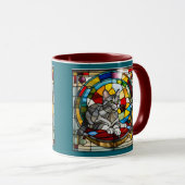 Cute Grey Tabby Stained Glass マグカップ (正面右)
