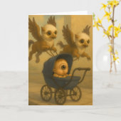 Cute Griffins & Baby Cyclops Mythology Fantasy Art カード (黄色い花)