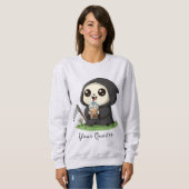 Cute Grim Reaper Drinking Boba Tea スウェットシャツ (正面フル)