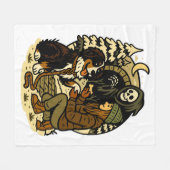 Cute Grim Reaper Girl and Dog Spooky Forest Night フリースブランケット (正面(横))