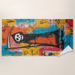 Cute Grim Reaper Pop Art Street Illustration ビーチタオル