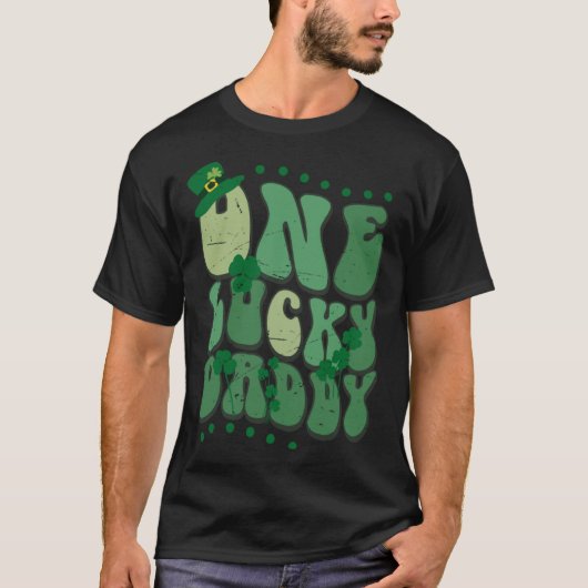 Cute Groovy One Lucky Daddy Retro St Patrick's Day Tシャツ (正面)