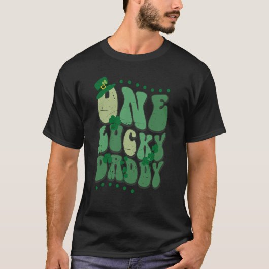 Cute Groovy One Lucky Daddy Retro St Patrick's Day Tシャツ (正面)