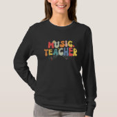 Cute Groovy Style Music Teacher Leopard Back To Sc Tシャツ (正面)