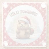 Cute Groundhog Claus Funny Groundhog Christmas ガラスコースター (裏面)