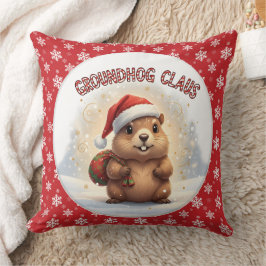 Cute Groundhog Claus Funny Groundhog Christmas クッション