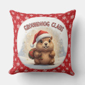 Cute Groundhog Claus Funny Groundhog Christmas クッション (正面)