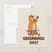 Cute Groundhog Illustration Classic Groundhog Day ポストカード (正面/裏面)