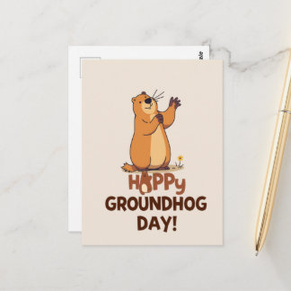 Cute Groundhog Illustration Classic Groundhog Day ポストカード