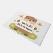 Cute Groundhog “Smile You’re on Camera” Security ドアマット (アングル)