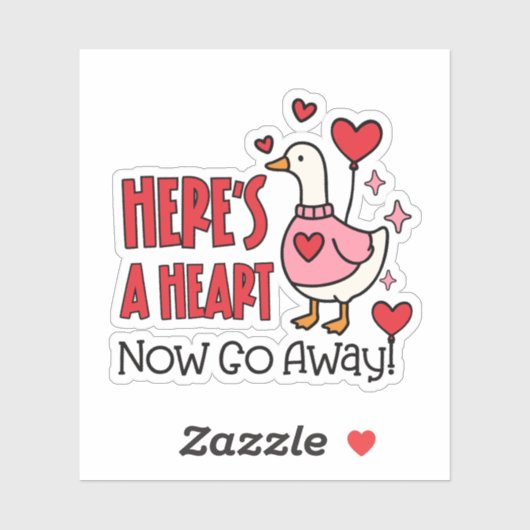 Cute Grumpy Goose Funny Heart Balloon シール (シート)