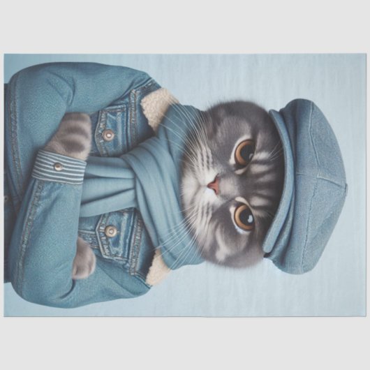 Cute grumpy gray tiger cat 薄葉紙 (正面)