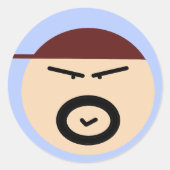 Cute Grumpy Man Circle Sticker ラウンドシール (正面)