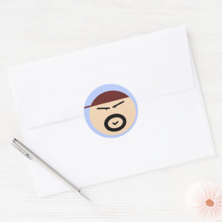 Cute Grumpy Man Circle Sticker ラウンドシール