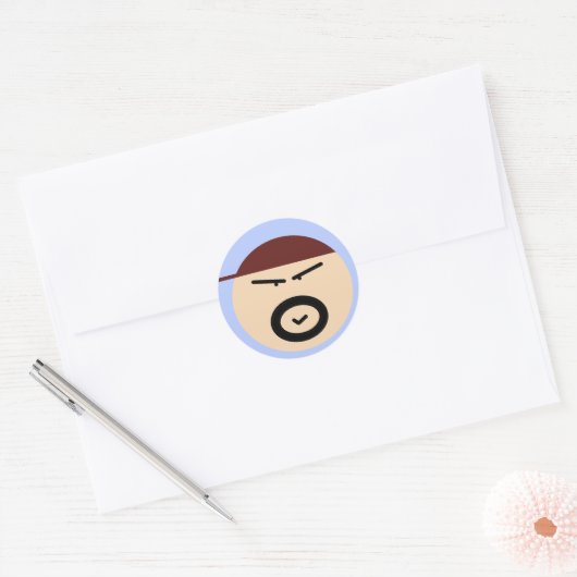 Cute Grumpy Man Circle Sticker ラウンドシール (封筒)