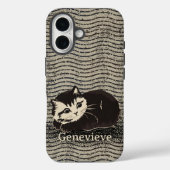 Cute Grunge Black White Cat Custom Name  Case-Mate iPhoneケース (裏面)
