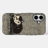 Cute Grunge Black White Cat Custom Name  Case-Mate iPhoneケース (裏面 (横))