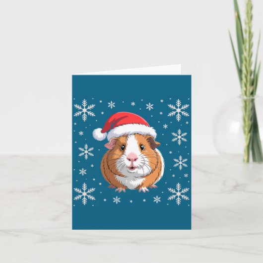 Cute Guinea G Wearing Santa Hat Christmas Premium  カード (正面)