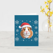 Cute Guinea G Wearing Santa Hat Christmas Premium  カード (黄色い花)