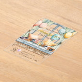 Cute Guinea Pig Acrylic Birthday Party Invitation アクリル招待状 (レイダウン)