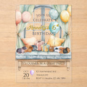 Cute Guinea Pig Acrylic Birthday Party Invitation アクリル招待状 (正面)