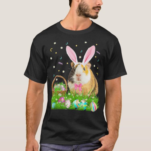 Cute Guinea Pig Easter Day Bunny Egg  Mens Kids Tシャツ (正面)