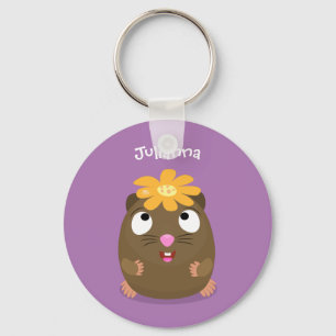 Cute guinea pig happy cartoon illustration キーホルダー