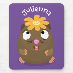 Cute guinea pig happy cartoon illustration マウスパッド