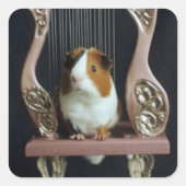 Cute Guinea Pig Harp Sticker スクエアシール (正面)