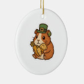 Cute Guinea Pig Leprechaun Retro St. Patrick’s Day セラミックオーナメント (右)