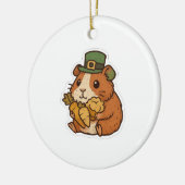 Cute Guinea Pig Leprechaun Retro St. Patrick’s Day セラミックオーナメント (左)