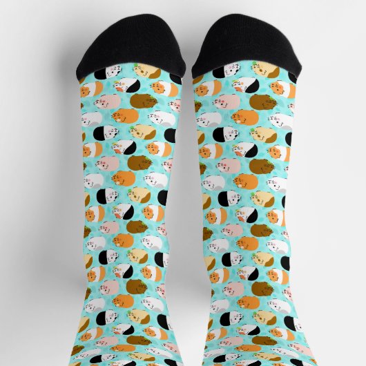 Cute Guinea Pig Pattern ソックス (上部)