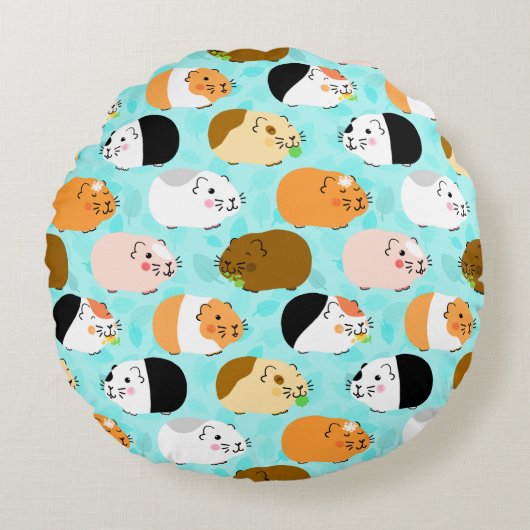 Cute Guinea Pig Pattern ラウンドクッション (正面)
