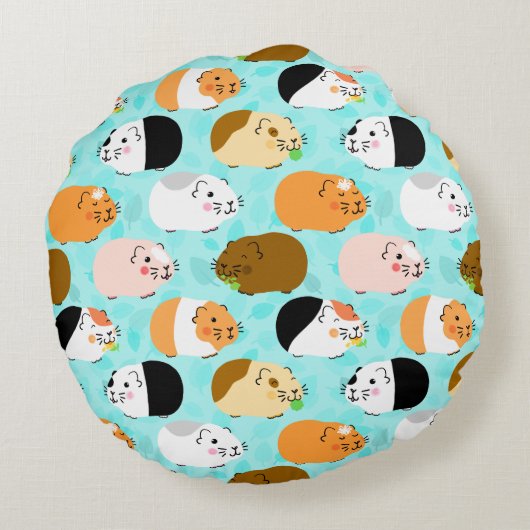 Cute Guinea Pig Pattern ラウンドクッション (裏面)