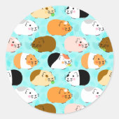 Cute Guinea Pig Pattern ラウンドシール (正面)