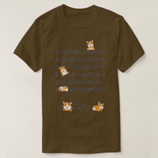 Cute Guinea Pig Playing Music Note Clef Musician A Tシャツ (デザイン正面)