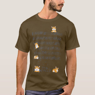 Cute Guinea Pig Playing Music Note Clef Musician A Tシャツ